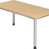 Hammerbacher H-Serie VHS Hoogteverstelbaar Bureau Ahorn 4 metalen poten 2.000 (B) x 1.000 (D) x 810 (H) mm Spaanplaat, Staal