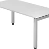Hammerbacher J Series VJS Hoogteverstelbaar Bureau Rechthoekig Wit 4 metalen poten 1.600 (B) x 800 (D) x 760 (H) mm Spaanplaat, Staal