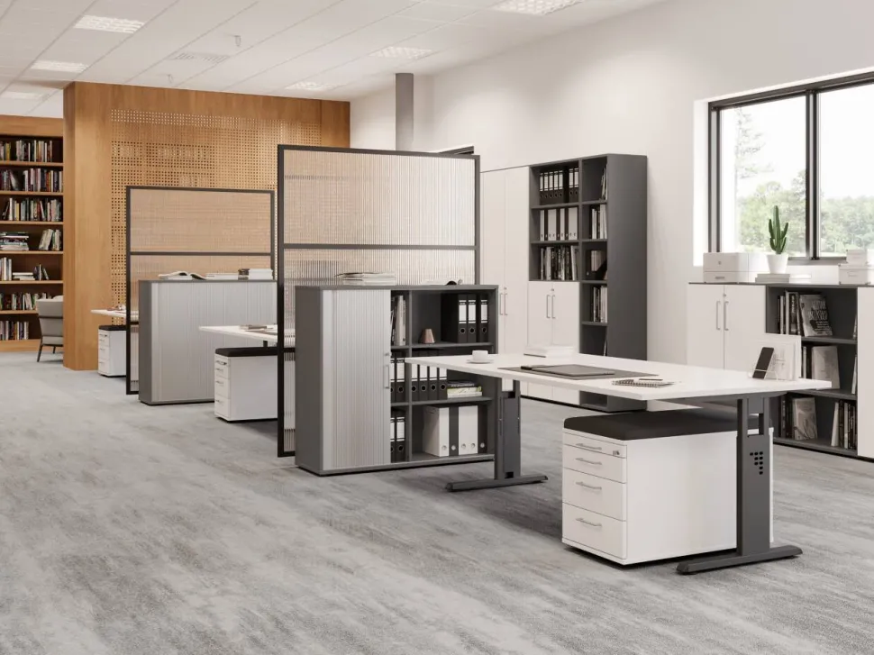 Hammerbacher Kast 5 Planken Grafiet, Wit