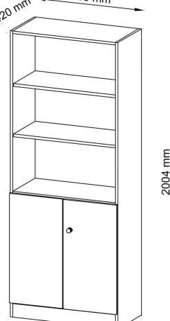 Hammerbacher Kast Gemelamineerde spaanplaat 4 Planken Afsluitbaar 800 x 420 x 2.004 mm Wit