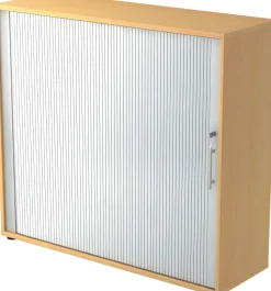Hammerbacher Kast Gemelamineerde spaanplaat 2 Planken Afsluitbaar 1.200 x 400 x 1.100 mm Bruin, zilver