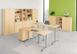Hammerbacher Kast Gemelamineerde spaanplaat 4 Planken Afsluitbaar 800 x 420 x 2.004 mm Ahorn Bruin