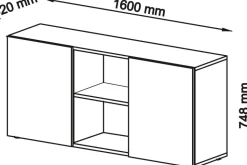 Hammerbacher Kast met schuifdeuren Spaanplaat 1 Plank 1.600 x 420 x 748 mm Ahorn Lichtbruin, zilver