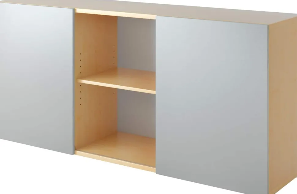 Hammerbacher Kast met schuifdeuren Spaanplaat 1 Plank 1.600 x 420 x 748 mm Ahorn Lichtbruin, zilver