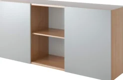 Hammerbacher Kast met schuifdeuren Spaanplaat 1 Plank 1.600 x 420 x 748 mm Walnoot Walnoot, zilver