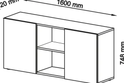 Hammerbacher Kast met schuifdeuren Spaanplaat 1 Plank 1.600 x 420 x 748 mm Walnoot Walnoot, zilver