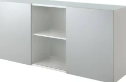 Hammerbacher Kast met schuifdeuren Spaanplaat 1 Plank 1.600 x 420 x 748 mm Wit, zilver