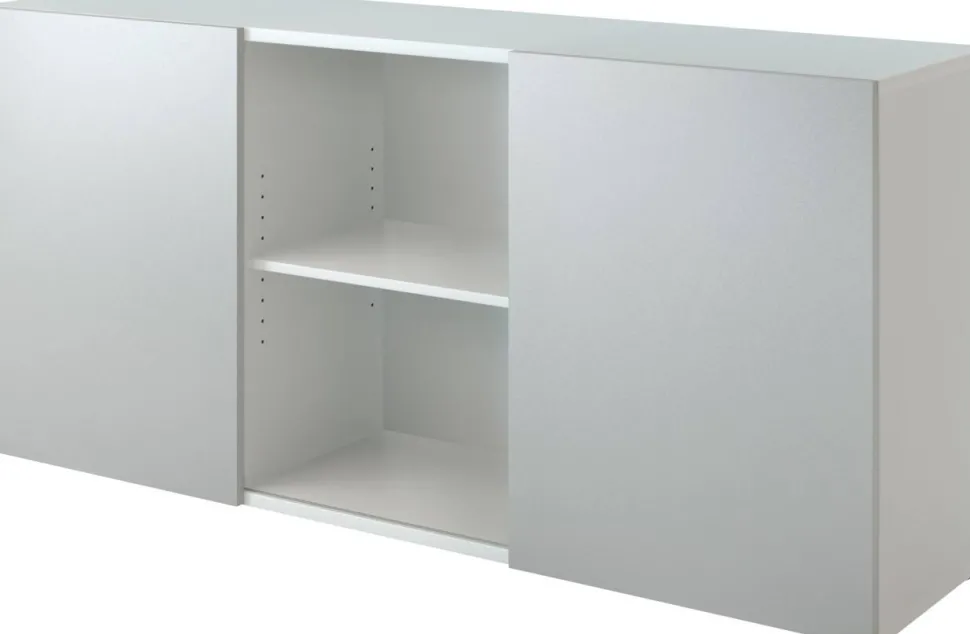 Hammerbacher Kast met schuifdeuren Spaanplaat 1 Plank 1.600 x 420 x 748 mm Wit, zilver
