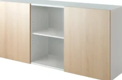 Hammerbacher Kast met schuifdeuren Spaanplaat 1 Plank 1.600 x 420 x 748 mm Eiken, wit