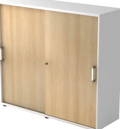 Hammerbacher Kast Spaanplaat 2 Planken Afsluitbaar 1.200 x 400 x 1.100 mm Bruin, wit