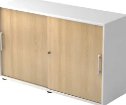 Hammerbacher Kast Spaanplaat 1 Plank Afsluitbaar 1.200 x 400 x 748 mm Bruin, wit