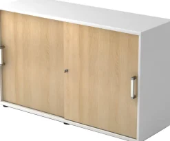 Hammerbacher Kast Spaanplaat 1 Plank Afsluitbaar 1.200 x 400 x 748 mm Bruin, wit