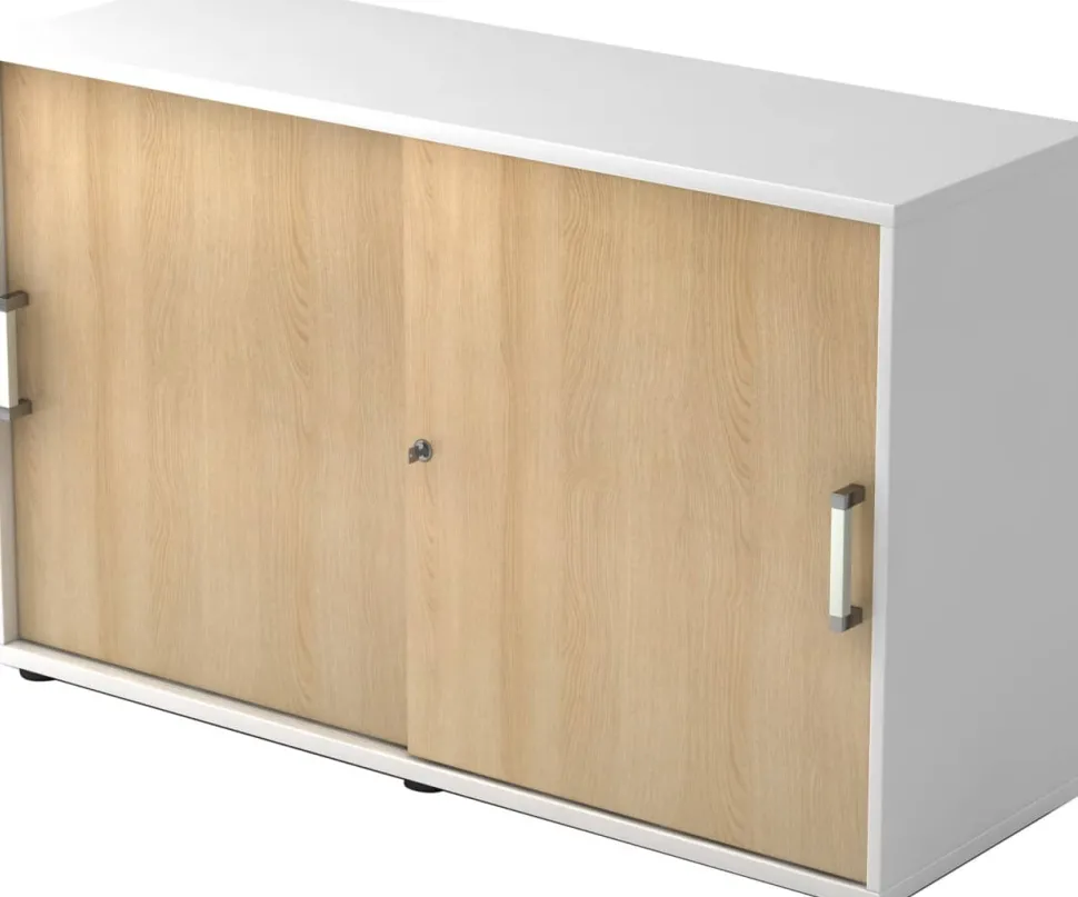 Hammerbacher Kast Spaanplaat 1 Plank Afsluitbaar 1.200 x 400 x 748 mm Bruin, wit