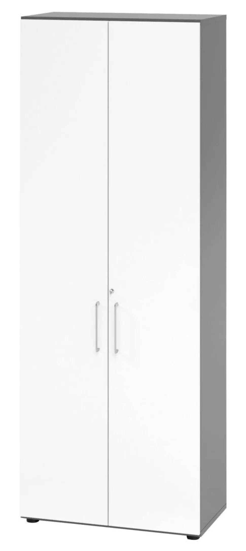 Hammerbacher Kast Spaanplaat 5 Planken Afsluitbaar Grafiet, Wit