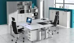 Hammerbacher Matrix Bureau Vierkant Ahorn 4 voeten 800 (B) x 800 (D) x 760 (H) mm Aluminium, Hout, Kunststof, Spaanplaat