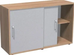 Hammerbacher Matrix Schuifdeurenkast Gemelamineerde spaanplaat 1 Plank 1.200 x 400 x 748 mm Beuken Bruin