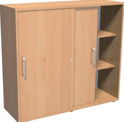 Hammerbacher Matrix Schuifdeurenkast Gemelamineerde spaanplaat 2 Planken 1.200 x 400 x 1.100 mm Beuken Bruin