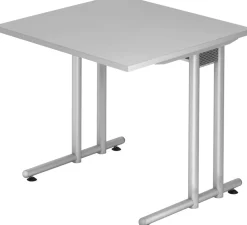 Hammerbacher Matrix VNS Niet hoogteverstelbaar Bureau Vierkant Grijs C-Voet 800 (B) x 800 (D) x 740 (H) mm Spaanplaat, Staal