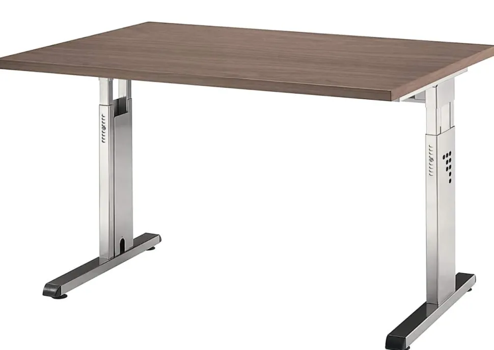 Hammerbacher Matrix VOS Hoogteverstelbaar Bureau Rechthoekig Walnoot C-Voet 1.200 (B) x 800 (D) x 850 (H) mm Spaanplaat, Staal