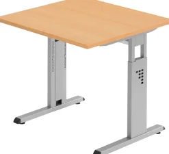 Hammerbacher Matrix VOS Hoogteverstelbaar Bureau Vierkant Beuken C-Voet 800 (B) x 800 (D) x 850 (H) mm Spaanplaat, Staal