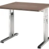 Hammerbacher Matrix VOS Hoogteverstelbaar Bureau Vierkant Walnoot C-Voet 800 (B) x 800 (D) x 850 (H) mm Spaanplaat, Staal