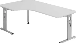 Hammerbacher Matrix VOS Hoogteverstelbaar Hoekbureau Vrije vorm Grijs C-Voet 2,000 (B) x 1,200 (D) x 850 (H) mm Spaanplaat, Staal