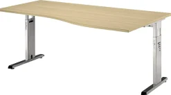 Hammerbacher Matrix VOS Hoogteverstelbaar Bureau Vrije vorm Ahorn C-Voet 1,800 (B) x 1,000 (D) x 850 (H) mm Spaanplaat, Staal