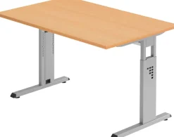Hammerbacher Matrix VOS Hoogteverstelbaar Bureau Rechthoekig Beuken C-Voet 1.200 (B) x 800 (D) x 850 (H) mm Spaanplaat, Staal