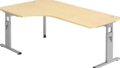 Hammerbacher Matrix VOS Hoogteverstelbaar Hoekbureau Vrije vorm Ahorn C-Voet 2,000 (B) x 1,200 (D) x 850 (H) mm Spaanplaat, Staal