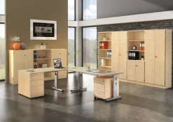 Hammerbacher Matrix VOS Hoogteverstelbaar Bureau Vierkant Ahorn C-Voet 800 (B) x 800 (D) x 850 (H) mm Spaanplaat, Staal