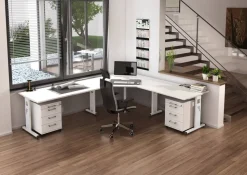Hammerbacher O-Serie VOS Bureau Rechthoekig Wit C-Voet 1.600 (B) x 800 (D) x 850 (H) mm Spaanplaat, Staal