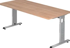 Hammerbacher O-Serie VOS Hoogteverstelbaar Bureau Rechthoekig Walnoot C-Voet 1,800 (B) x 800 (D) x 850 (H) mm Spaanplaat, Staal