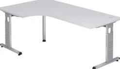 Hammerbacher O-Serie VOS Hoogteverstelbaar Hoekbureau Vrije vorm Wit C-Voet 2,000 (B) x 1,200 (D) x 850 (H) mm Spaanplaat, Staal
