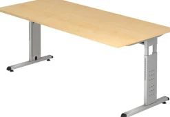 Hammerbacher O-Serie VOS Hoogteverstelbaar Bureau Rechthoekig Ahorn C-Voet 1,800 (B) x 800 (D) x 850 (H) mm Spaanplaat, Staal