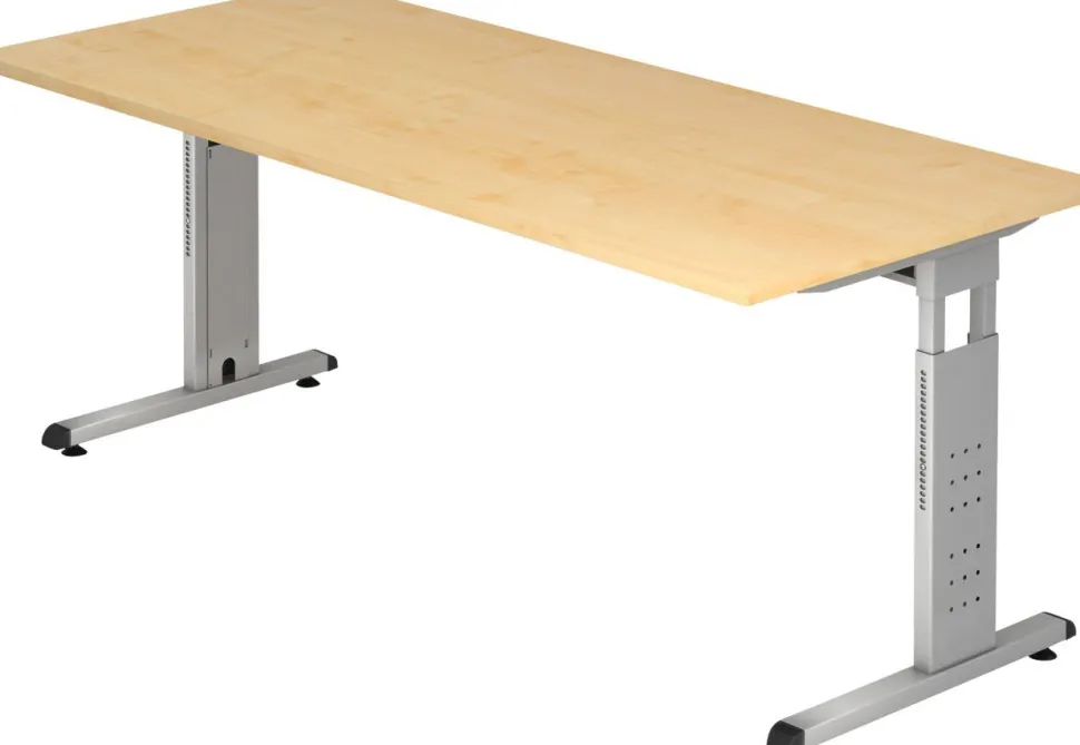 Hammerbacher O-Serie VOS Hoogteverstelbaar Bureau Rechthoekig Ahorn C-Voet 1,800 (B) x 800 (D) x 850 (H) mm Spaanplaat, Staal