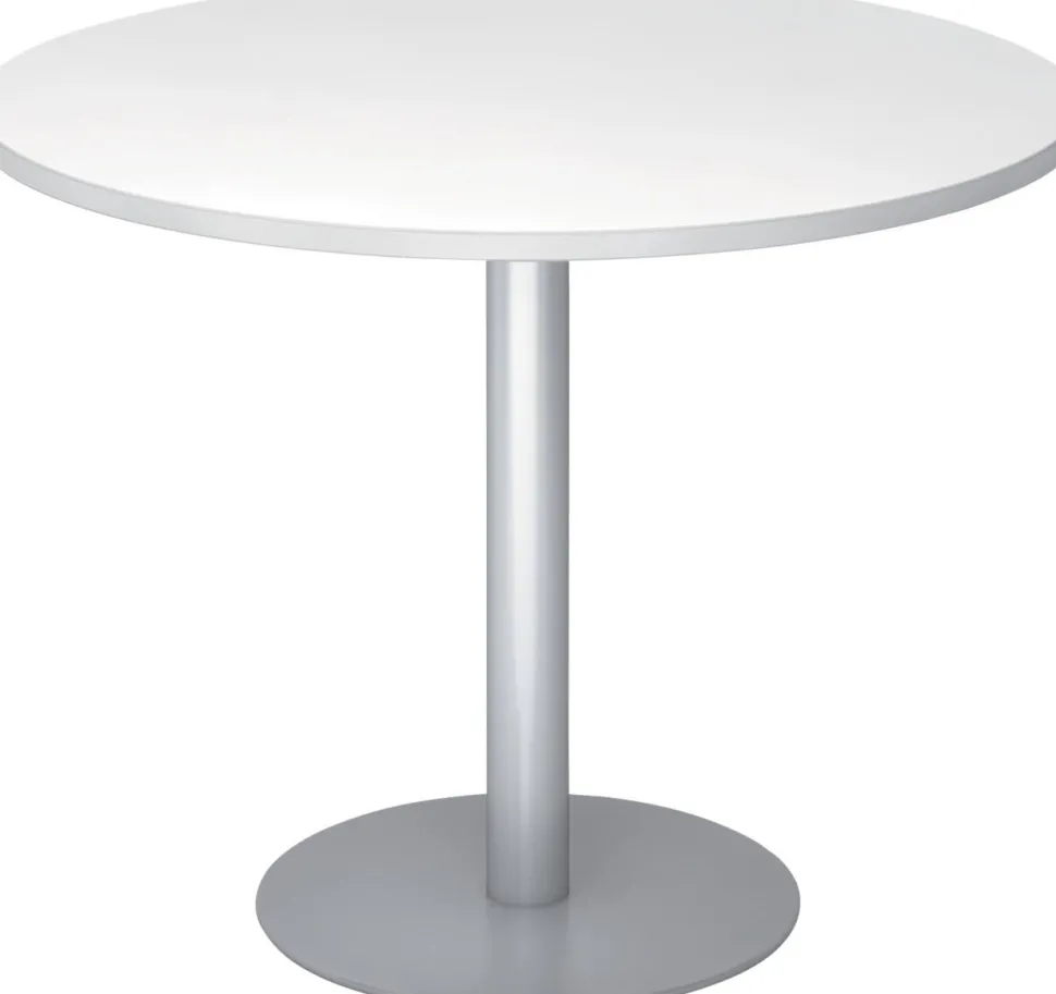 Hammerbacher Pilaartafel Wit, zilver Gemelamineerde spaanplaat STF10 1.000 x 745 mm
