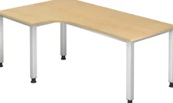 Hammerbacher Q Series VQS Hoekbureau Rechthoekig Ahorn 4 metalen poten 2.000 (B) x 1.200 (D) x 810 (H) mm Spaanplaat, Staal