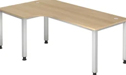 Hammerbacher Q Series VQS Hoekbureau Rechthoekig Eiken 4 metalen poten 2.000 (B) x 1.200 (D) x 810 (H) mm Spaanplaat, Staal