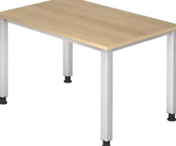 Hammerbacher Q Series VQS Hoogteverstelbaar Bureau Rechthoekig Eiken 4 metalen poten 1.200 (B) x 800 (D) x 810 (H) mm Spaanplaat, Staal
