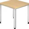 Hammerbacher Q Series VQS Hoogteverstelbaar Bureau Rechthoekig Ahorn 4 metalen poten 800 (B) x 800 (D) x 810 (H) mm Spaanplaat, Staal