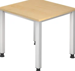 Hammerbacher Q Series VQS Hoogteverstelbaar Bureau Rechthoekig Ahorn 4 metalen poten 800 (B) x 800 (D) x 810 (H) mm Spaanplaat, Staal
