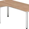 Hammerbacher Q Series VQS Hoekbureau Rechthoekig Walnoot 4 metalen poten 2.000 (B) x 1.200 (D) x 810 (H) mm Spaanplaat, Staal