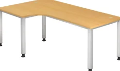 Hammerbacher Q Series VQS Hoekbureau Hoek Beuken 4 metalen poten 2.000 (B) x 1.200 (D) x 810 (H) mm Spaanplaat, Staal