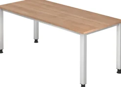 Hammerbacher Q Series VQS Hoogteverstelbaar Bureau Rechthoekig Walnoot 4 metalen poten 1.800 (B) x 800 (D) x 810 (H) mm Spaanplaat, Staal