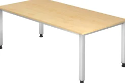 Hammerbacher Q Series VQS Hoogteverstelbaar Bureau Rechthoekig Ahorn 4 metalen poten 2.000 (B) x 1.000 (D) x 810 (H) mm Spaanplaat, Staal