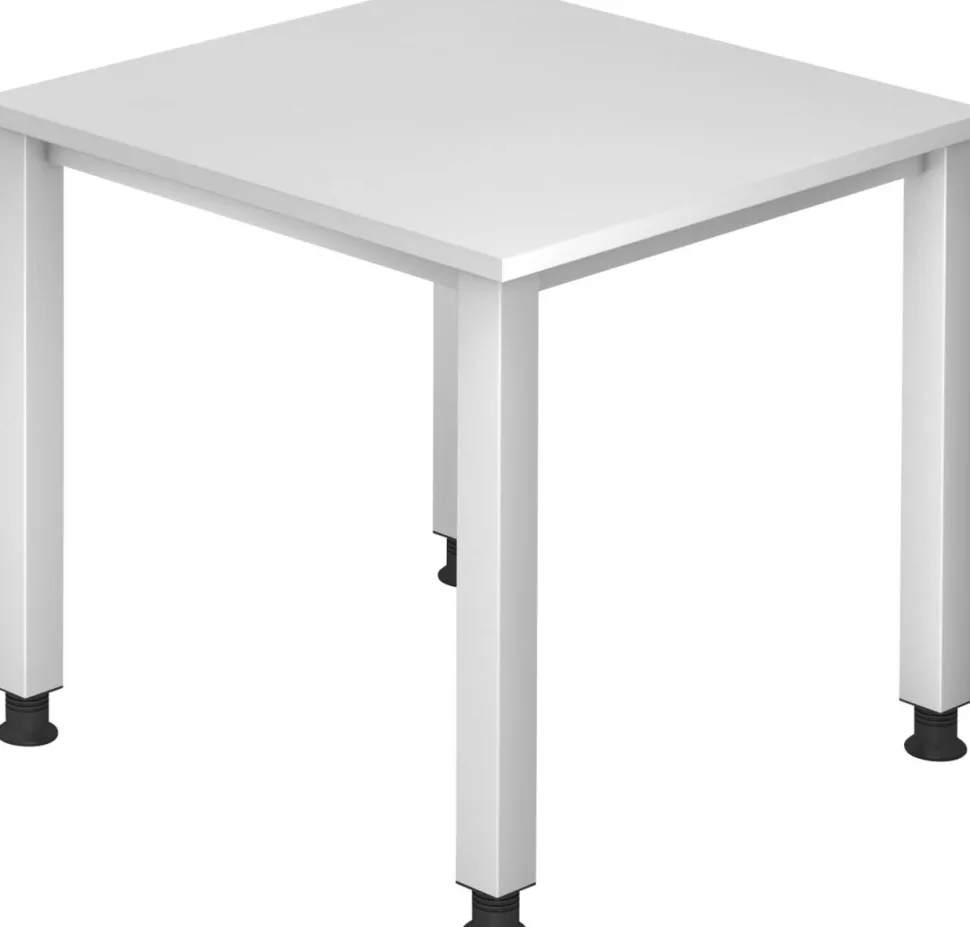Hammerbacher Q Series VQS Hoogteverstelbaar Bureau Rechthoekig Wit 4 metalen poten 800 (B) x 800 (D) x 810 (H) mm Spaanplaat, Staal