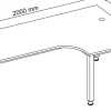 Hammerbacher Q Series VQS Hoekbureau Rechthoekig Grijs 4 metalen poten 2.000 (B) x 1.200 (D) x 810 (H) mm Spaanplaat, Staal