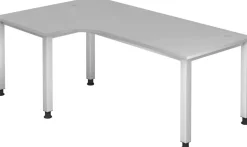 Hammerbacher Q Series VQS Hoekbureau Rechthoekig Grijs 4 metalen poten 2.000 (B) x 1.200 (D) x 810 (H) mm Spaanplaat, Staal