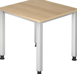 Hammerbacher Q Series VQS Hoogteverstelbaar Bureau Rechthoekig Eiken 4 metalen poten 800 (B) x 800 (D) x 810 (H) mm Spaanplaat, Staal
