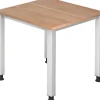 Hammerbacher Q Series VQS Hoogteverstelbaar Bureau Rechthoekig Walnoot 4 metalen poten 800 (B) x 800 (D) x 810 (H) mm Spaanplaat, Staal